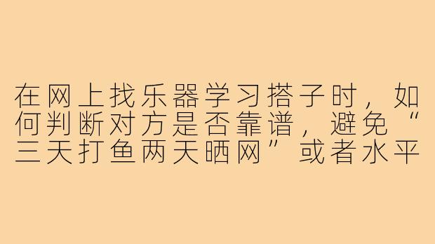 在网上找乐器学习搭子时,如何判断对方是否靠谱,避免“三天打鱼两天晒网”或者水平差距过大导致无法配合?