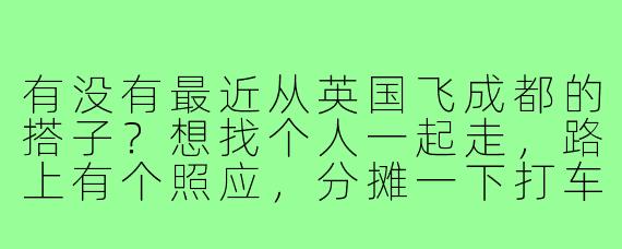 有没有最近从英国飞成都的搭子?想找个人一起走,路上有个照应,分摊一下打车费。