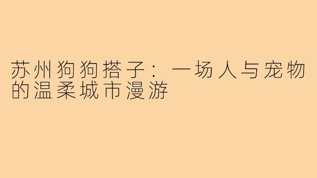苏州狗狗搭子:一场人与宠物的温柔城市漫游