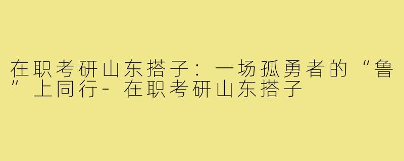 在职考研山东搭子：一场孤勇者的“鲁”上同行-在职考研山东搭子