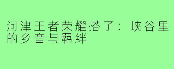 河津王者荣耀搭子:峡谷里的乡音与羁绊