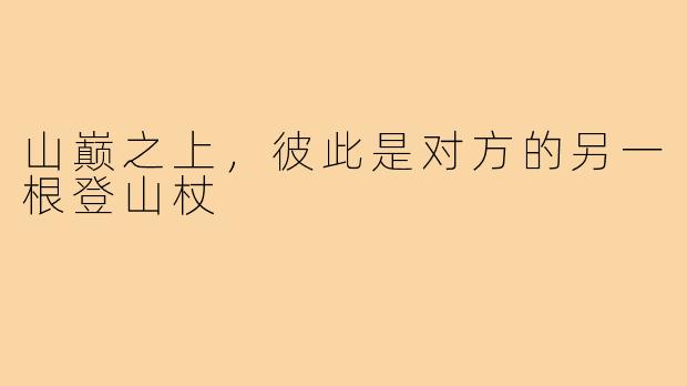 山巅之上,彼此是对方的另一根登山杖