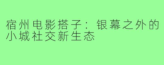 宿州电影搭子：银幕之外的小城社交新生态