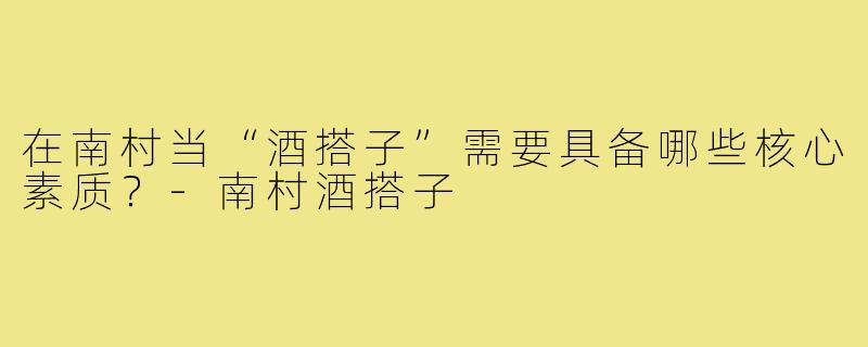 在南村当“酒搭子”需要具备哪些核心素质?-南村酒搭子