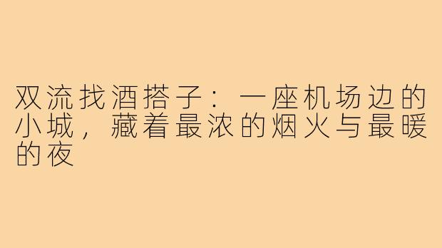 双流找酒搭子:一座机场边的小城,藏着最浓的烟火与最暖的夜