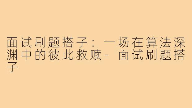 面试刷题搭子:一场在算法深渊中的彼此救赎-面试刷题搭子
