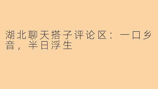 湖北聊天搭子评论区:一口乡音,半日浮生