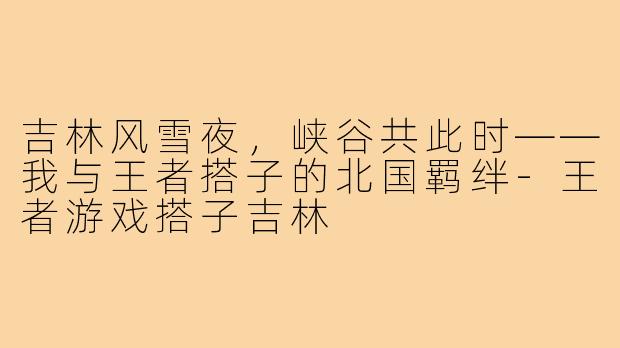 吉林风雪夜,峡谷共此时——我与王者搭子的北国羁绊-王者游戏搭子吉林
