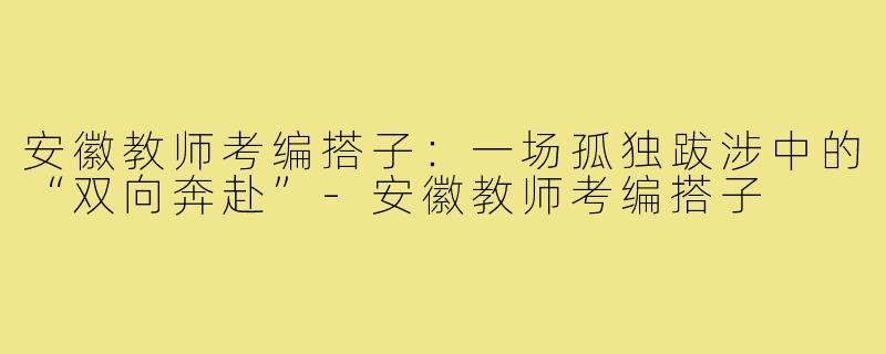 安徽教师考编搭子：一场孤独跋涉中的“双向奔赴”-安徽教师考编搭子
