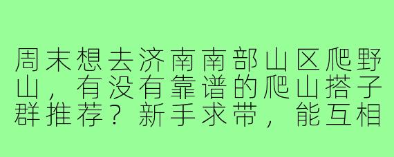 周末想去济南南部山区爬野山,有没有靠谱的爬山搭子群推荐?新手求带,能互相照应那种。