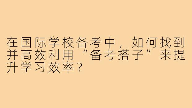 在国际学校备考中,如何找到并高效利用“备考搭子”来提升学习效率?