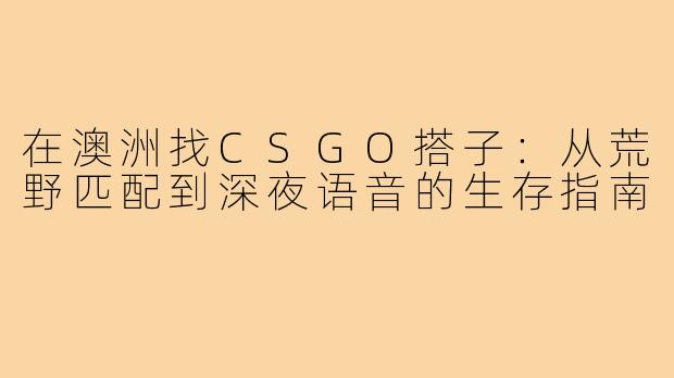 在澳洲找CSGO搭子:从荒野匹配到深夜语音的生存指南