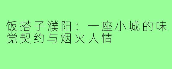 饭搭子濮阳:一座小城的味觉契约与烟火人情