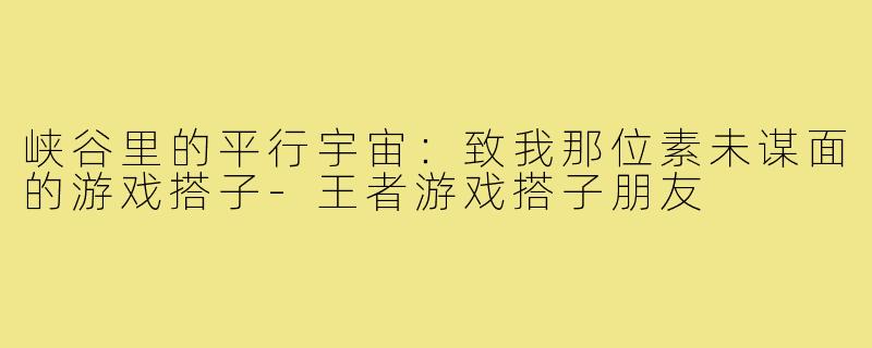 峡谷里的平行宇宙:致我那位素未谋面的游戏搭子-王者游戏搭子朋友