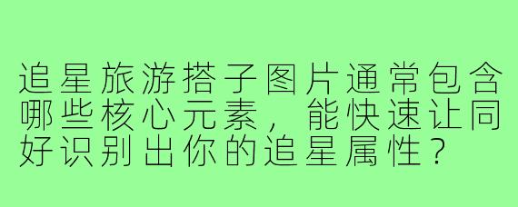 追星旅游搭子图片通常包含哪些核心元素,能快速让同好识别出你的追星属性?