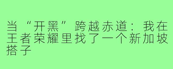 当“开黑”跨越赤道:我在王者荣耀里找了一个新加坡搭子