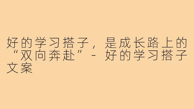 好的学习搭子，是成长路上的“双向奔赴”-好的学习搭子文案