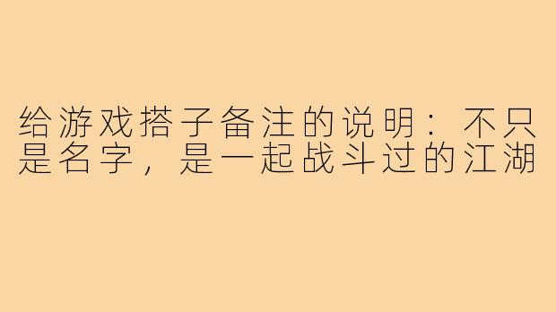 给游戏搭子备注的说明：不只是名字，是一起战斗过的江湖