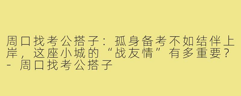 周口找考公搭子:孤身备考不如结伴上岸,这座小城的“战友情”有多重要?-周口找考公搭子
