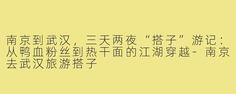 南京到武汉,三天两夜“搭子”游记:从鸭血粉丝到热干面的江湖穿越-南京去武汉旅游搭子
