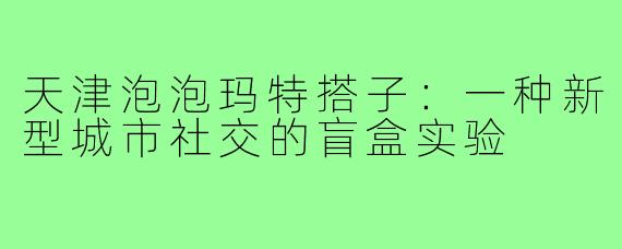 天津泡泡玛特搭子：一种新型城市社交的盲盒实验