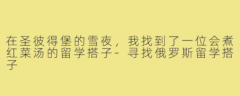 在圣彼得堡的雪夜,我找到了一位会煮红菜汤的留学搭子-寻找俄罗斯留学搭子