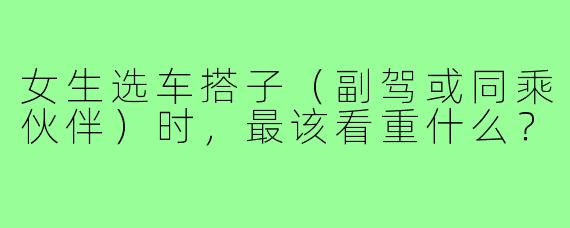 女生选车搭子（副驾或同乘伙伴）时，最该看重什么？