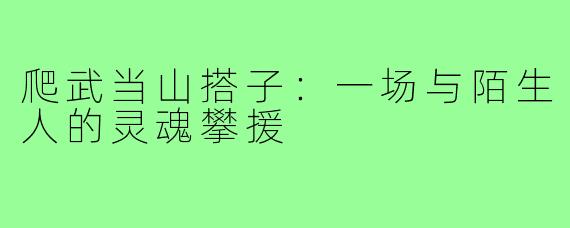 爬武当山搭子:一场与陌生人的灵魂攀援