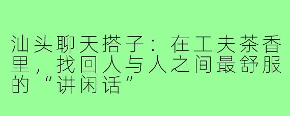汕头聊天搭子:在工夫茶香里,找回人与人之间最舒服的“讲闲话”