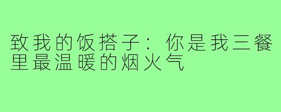致我的饭搭子:你是我三餐里最温暖的烟火气