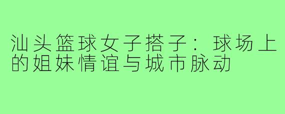 汕头篮球女子搭子:球场上的姐妹情谊与城市脉动
