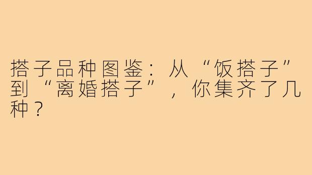 搭子品种图鉴:从“饭搭子”到“离婚搭子”,你集齐了几种?