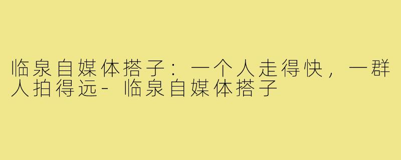 临泉自媒体搭子:一个人走得快,一群人拍得远-临泉自媒体搭子