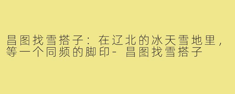 昌图找雪搭子:在辽北的冰天雪地里,等一个同频的脚印-昌图找雪搭子