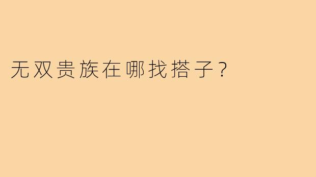 无双贵族在哪找搭子?