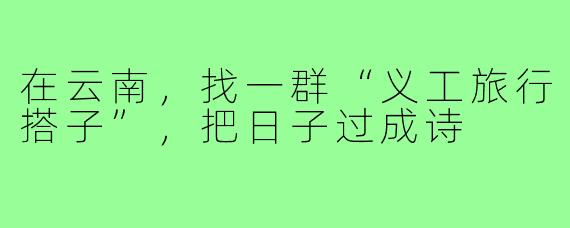 在云南，找一群“义工旅行搭子”，把日子过成诗