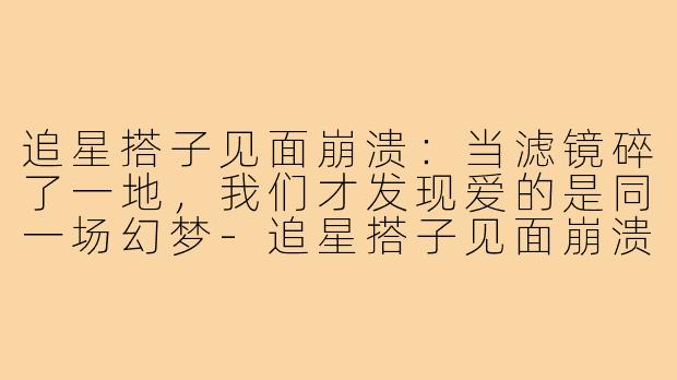 追星搭子见面崩溃:当滤镜碎了一地,我们才发现爱的是同一场幻梦-追星搭子见面崩溃