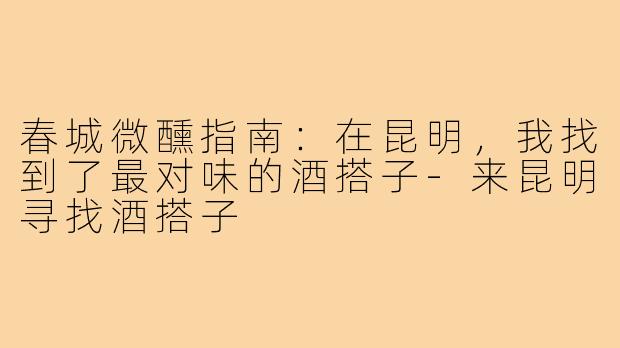 春城微醺指南:在昆明,我找到了最对味的酒搭子-来昆明寻找酒搭子