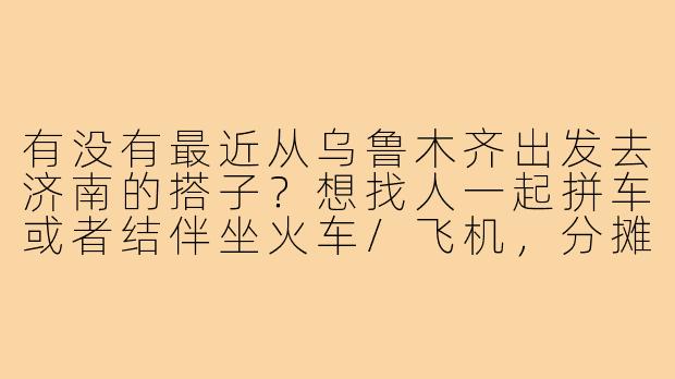 有没有最近从乌鲁木齐出发去济南的搭子?想找人一起拼车或者结伴坐火车/飞机,分摊路费,路上也能互相照应。-乌鲁木齐到济南搭子