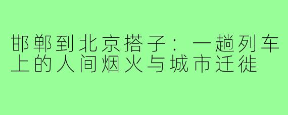 邯郸到北京搭子:一趟列车上的人间烟火与城市迁徙