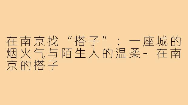 在南京找“搭子”:一座城的烟火气与陌生人的温柔-在南京的搭子