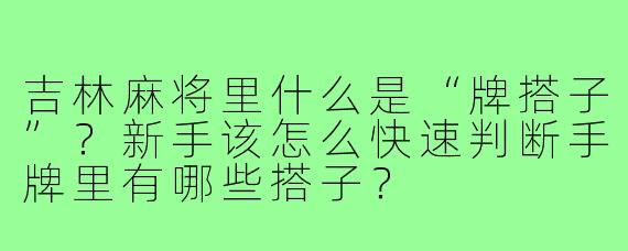吉林麻将里什么是“牌搭子”?新手该怎么快速判断手牌里有哪些搭子?