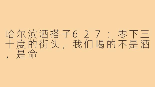 哈尔滨酒搭子627：零下三十度的街头，我们喝的不是酒，是命