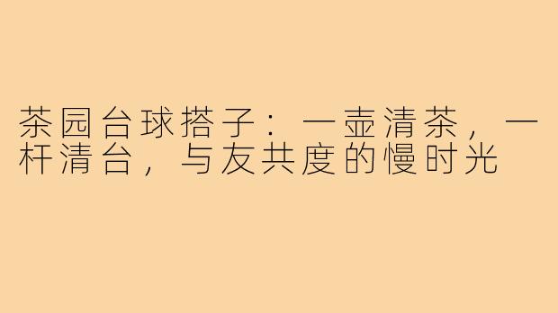茶园台球搭子:一壶清茶,一杆清台,与友共度的慢时光