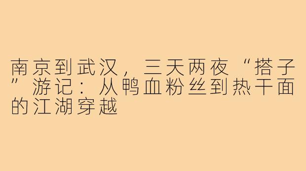 南京到武汉,三天两夜“搭子”游记:从鸭血粉丝到热干面的江湖穿越