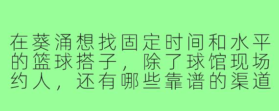 在葵涌想找固定时间和水平的篮球搭子，除了球馆现场约人，还有哪些靠谱的渠道或方法？