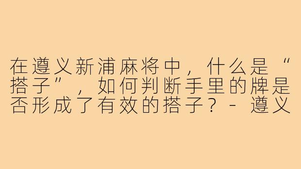 在遵义新浦麻将中，什么是“搭子”，如何判断手里的牌是否形成了有效的搭子？-遵义新浦麻将搭子