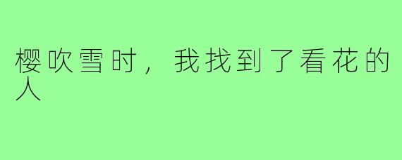 樱吹雪时，我找到了看花的人