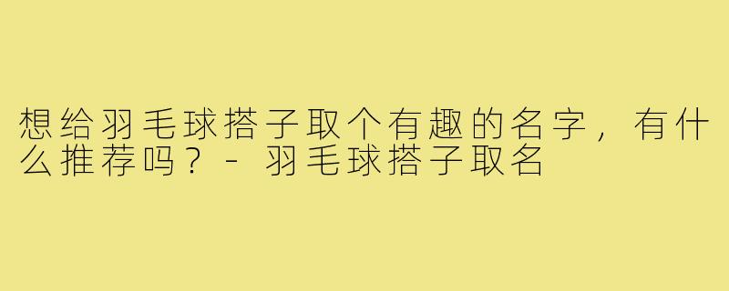 想给羽毛球搭子取个有趣的名字,有什么推荐吗?-羽毛球搭子取名