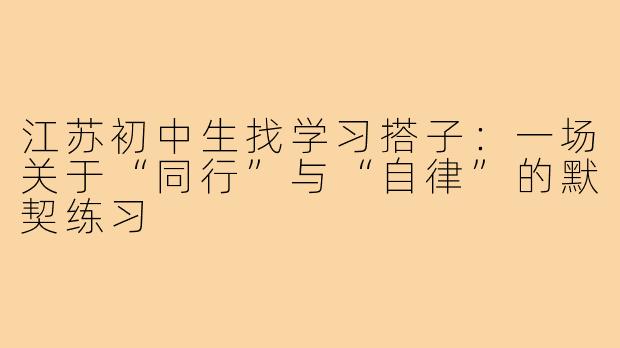 江苏初中生找学习搭子:一场关于“同行”与“自律”的默契练习